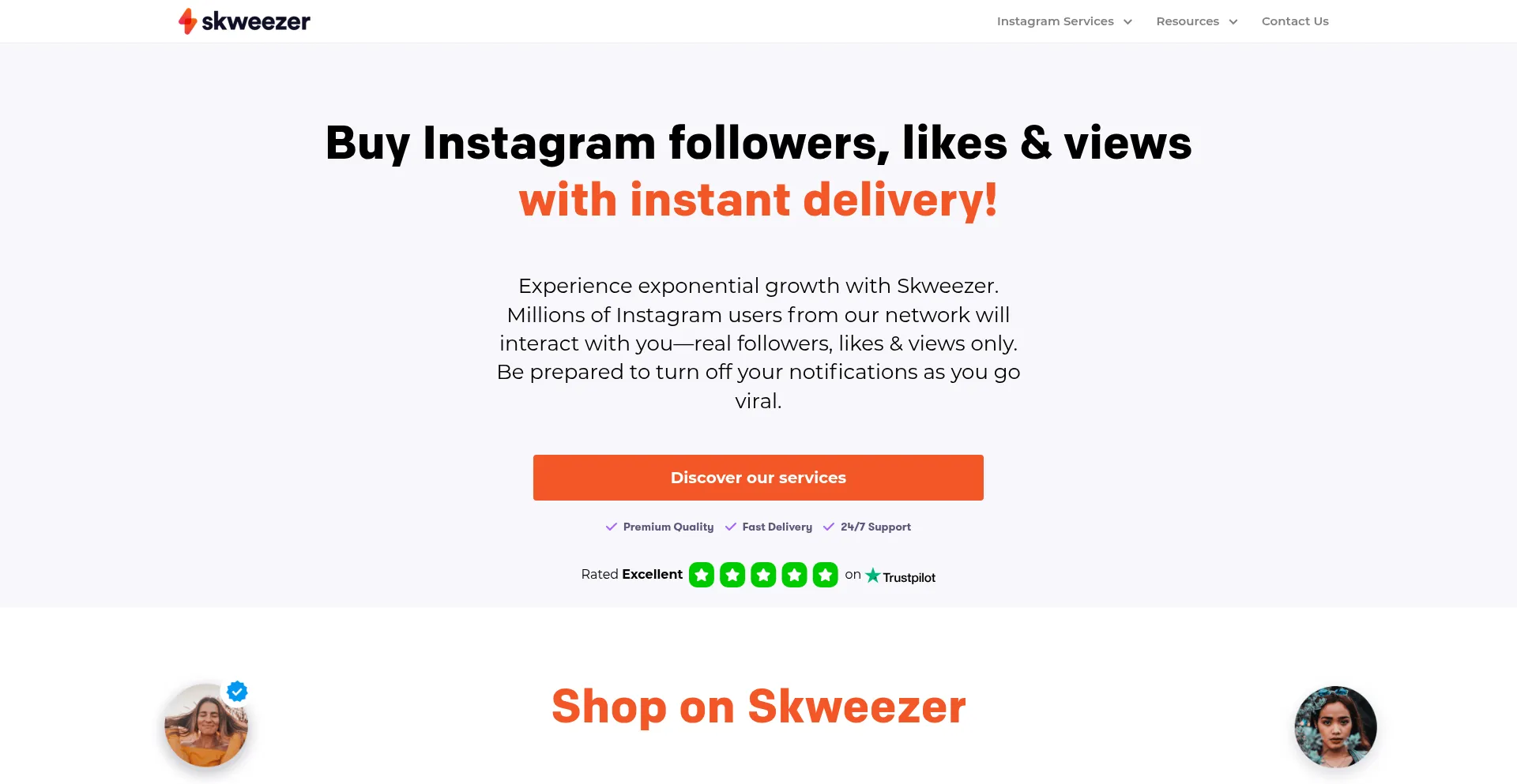 Website screenshot of Skweezer.com