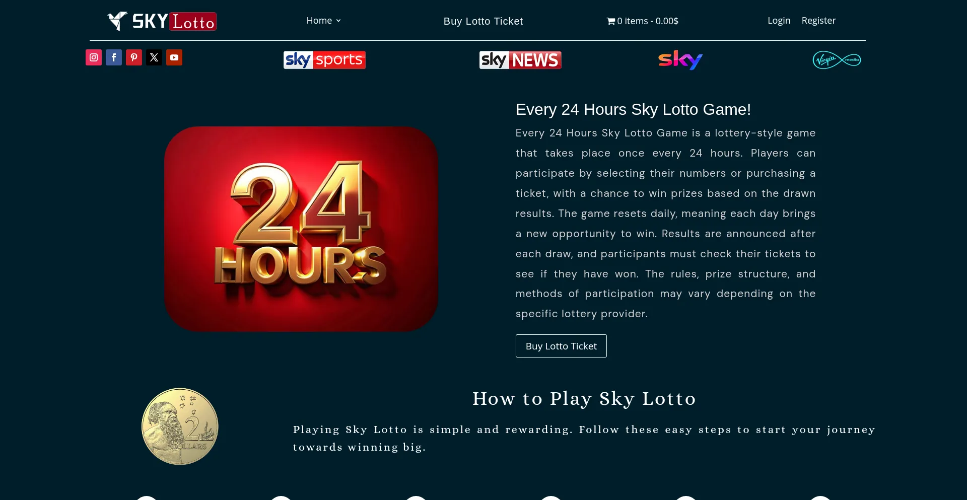 Website screenshot of Sky-lotto.uk