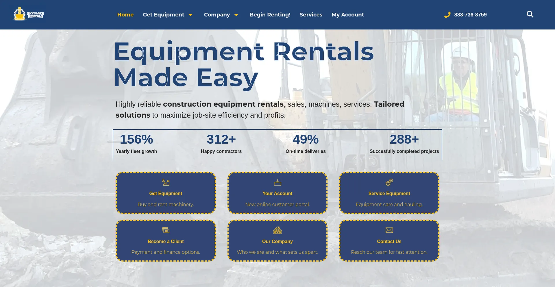 Website screenshot of Skyblackrentals.com