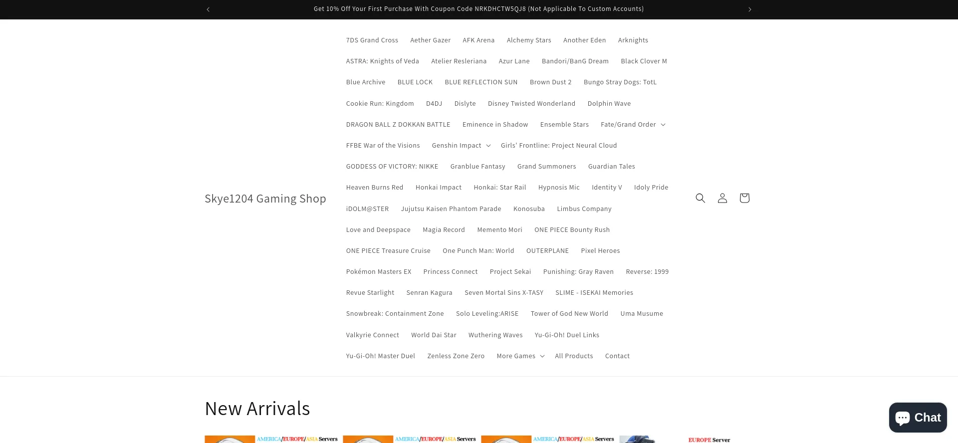 Website screenshot of Skye1204gaming.com