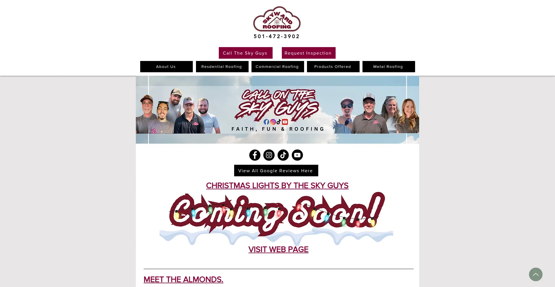 Website screenshot of Skywardroofs.com