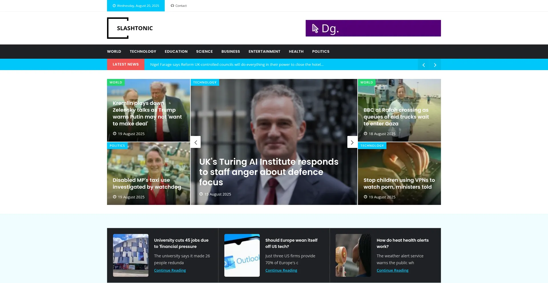 Website screenshot of Slashtonic.com