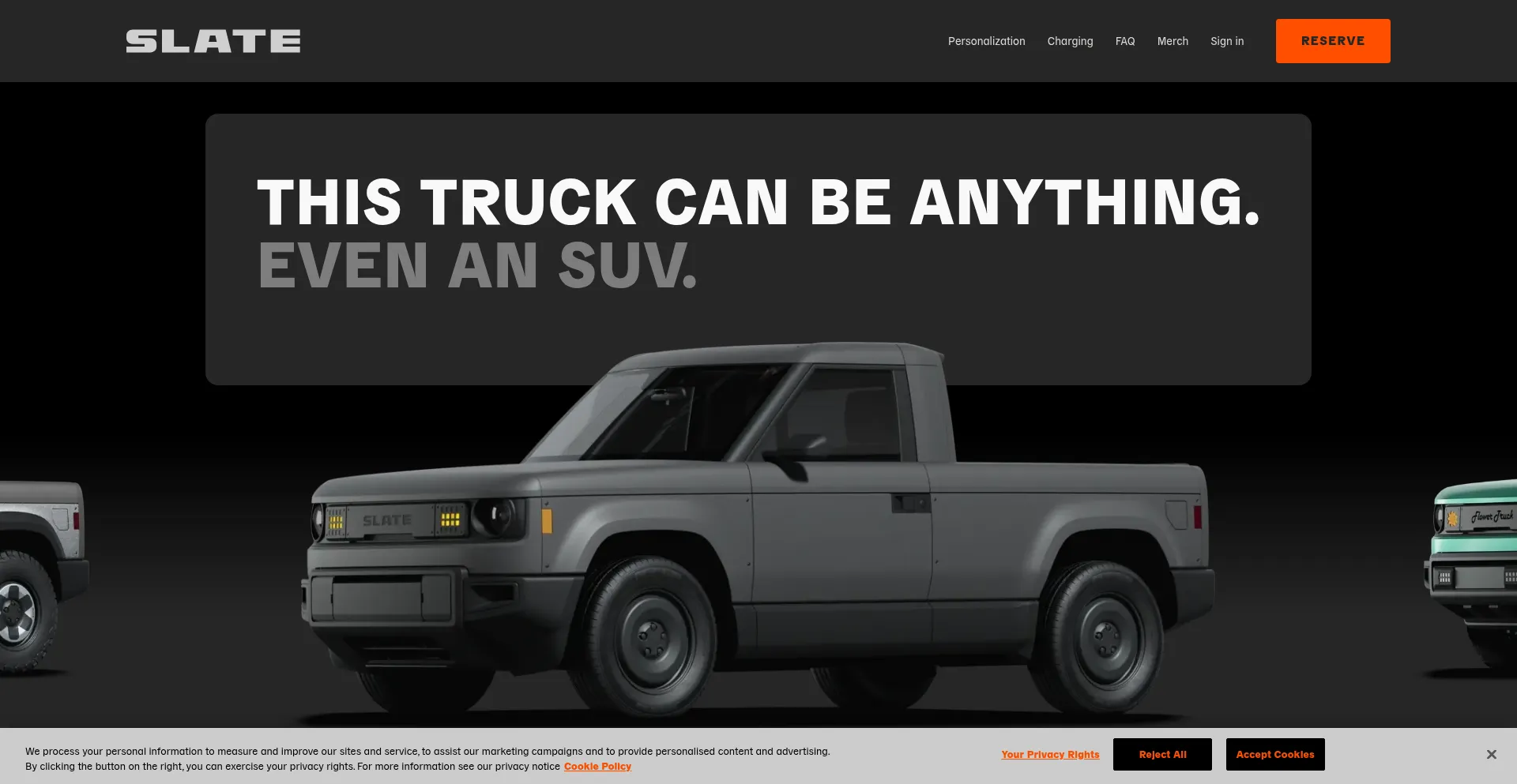 Website screenshot of Slate.auto