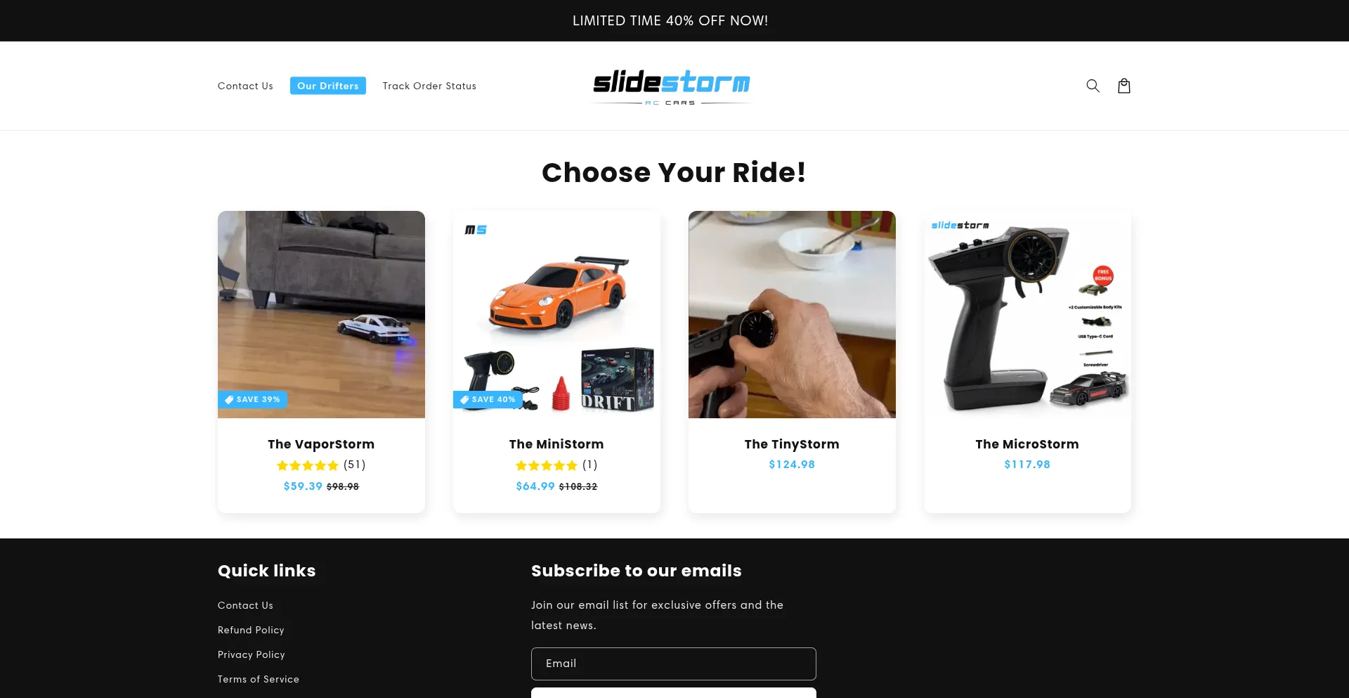 Website screenshot of Slidestorms.com