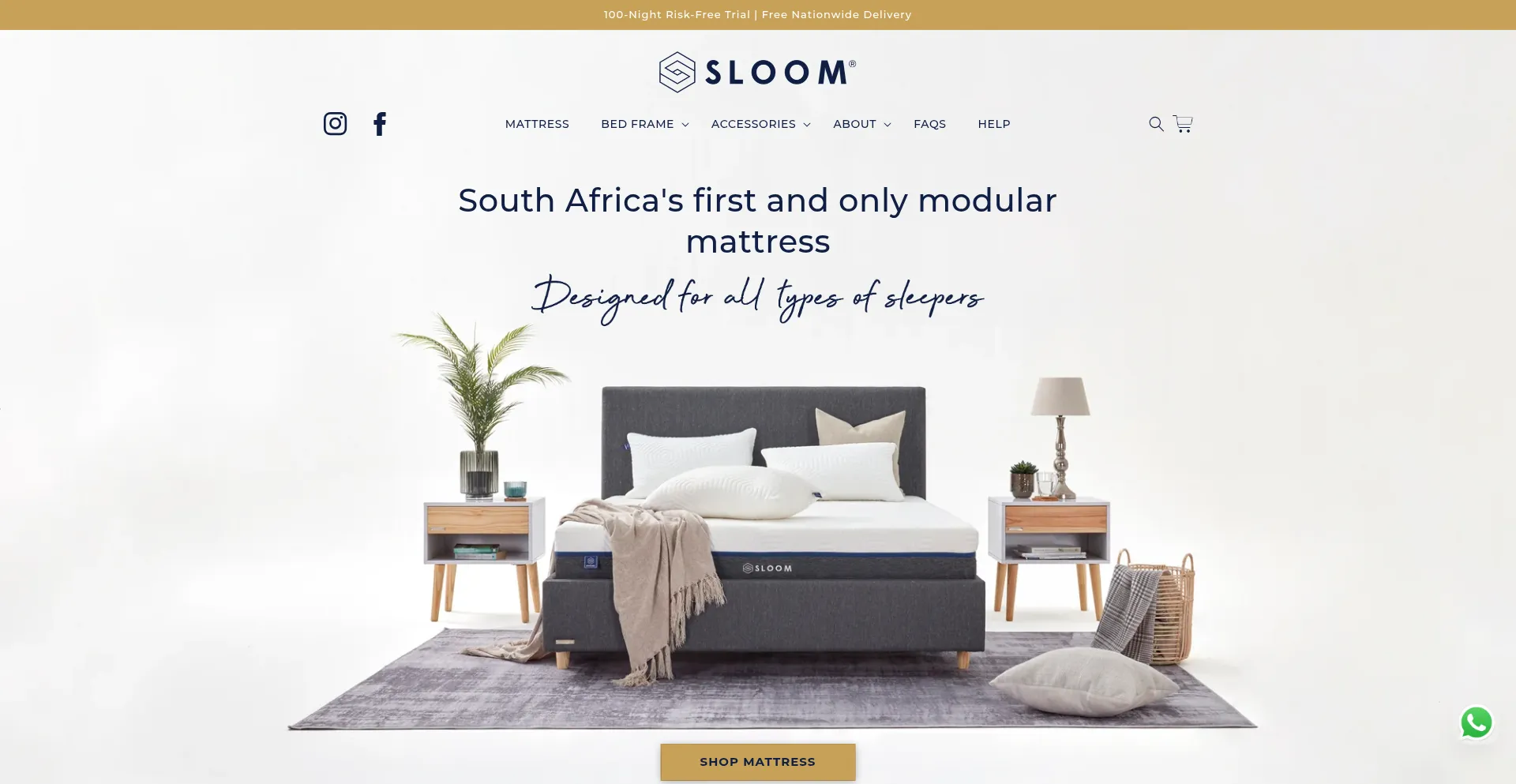 Website screenshot of Sloom.co.za