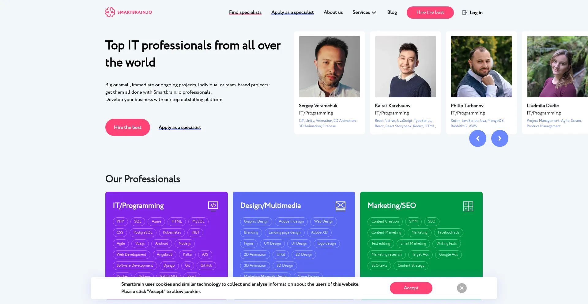 Website screenshot of Smartbrain.io