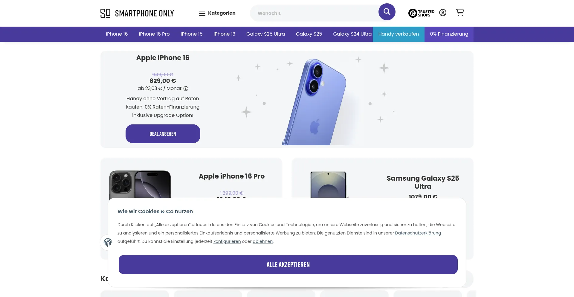 Website screenshot of Smartphoneonly.de