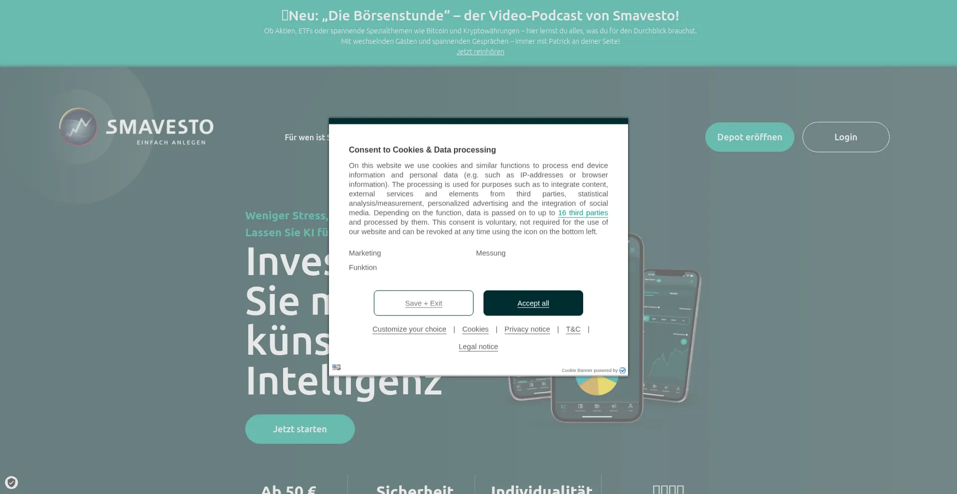 Website screenshot of Smavesto.de