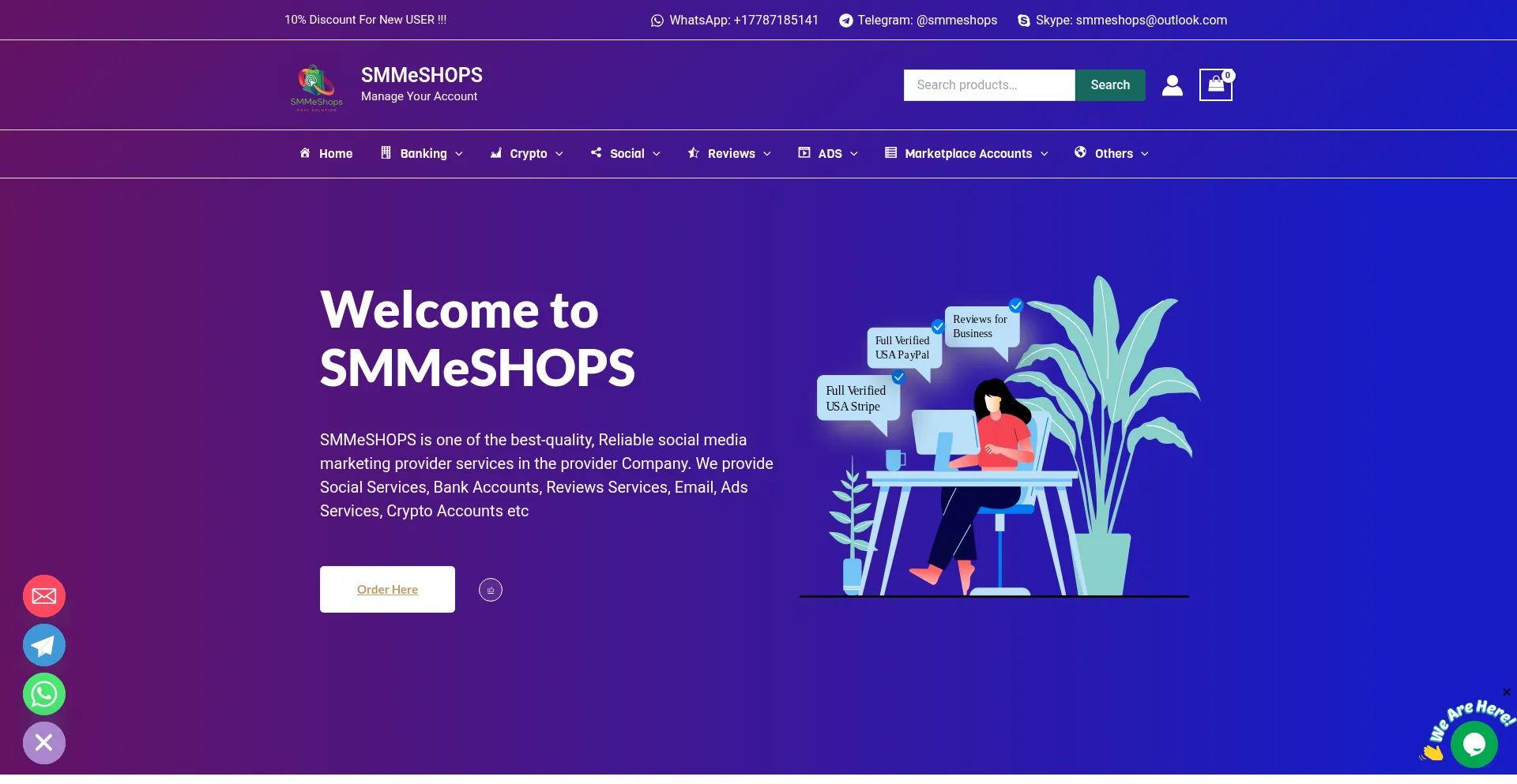 Website screenshot of Smmeshops.com