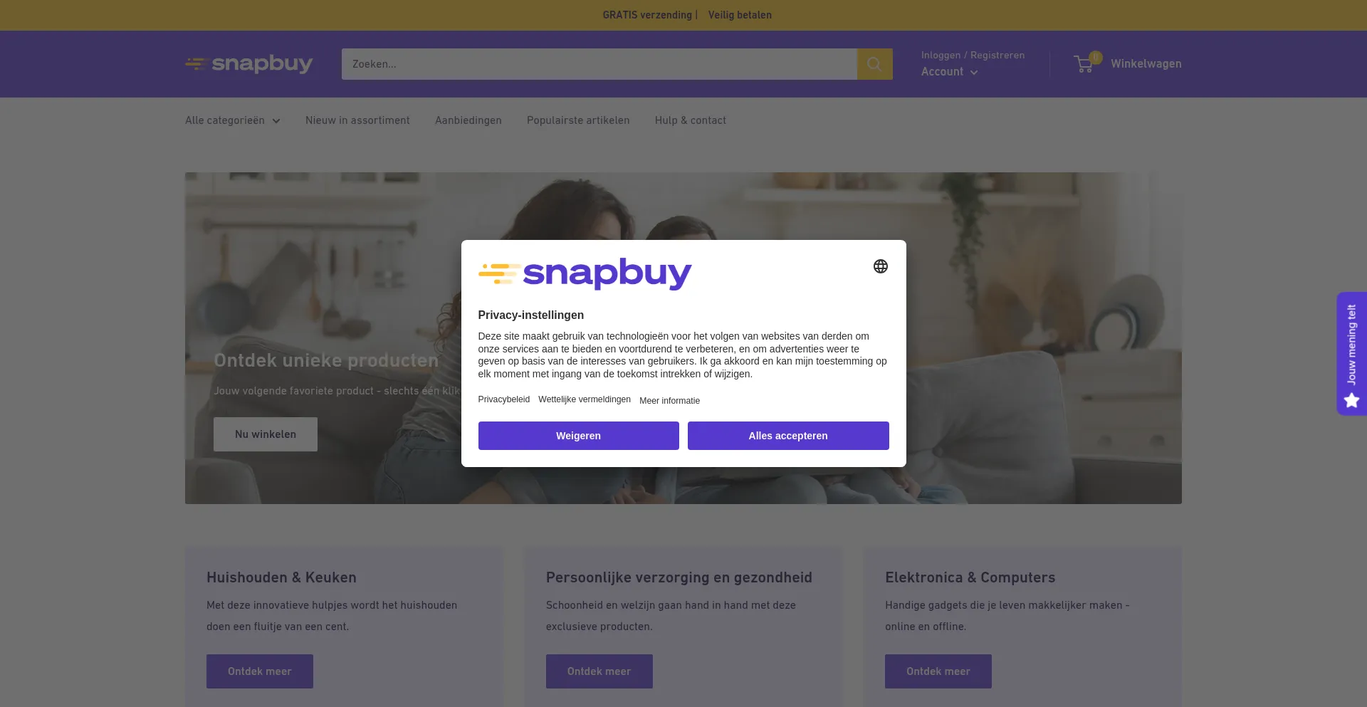 Website screenshot of Snapbuy.nl