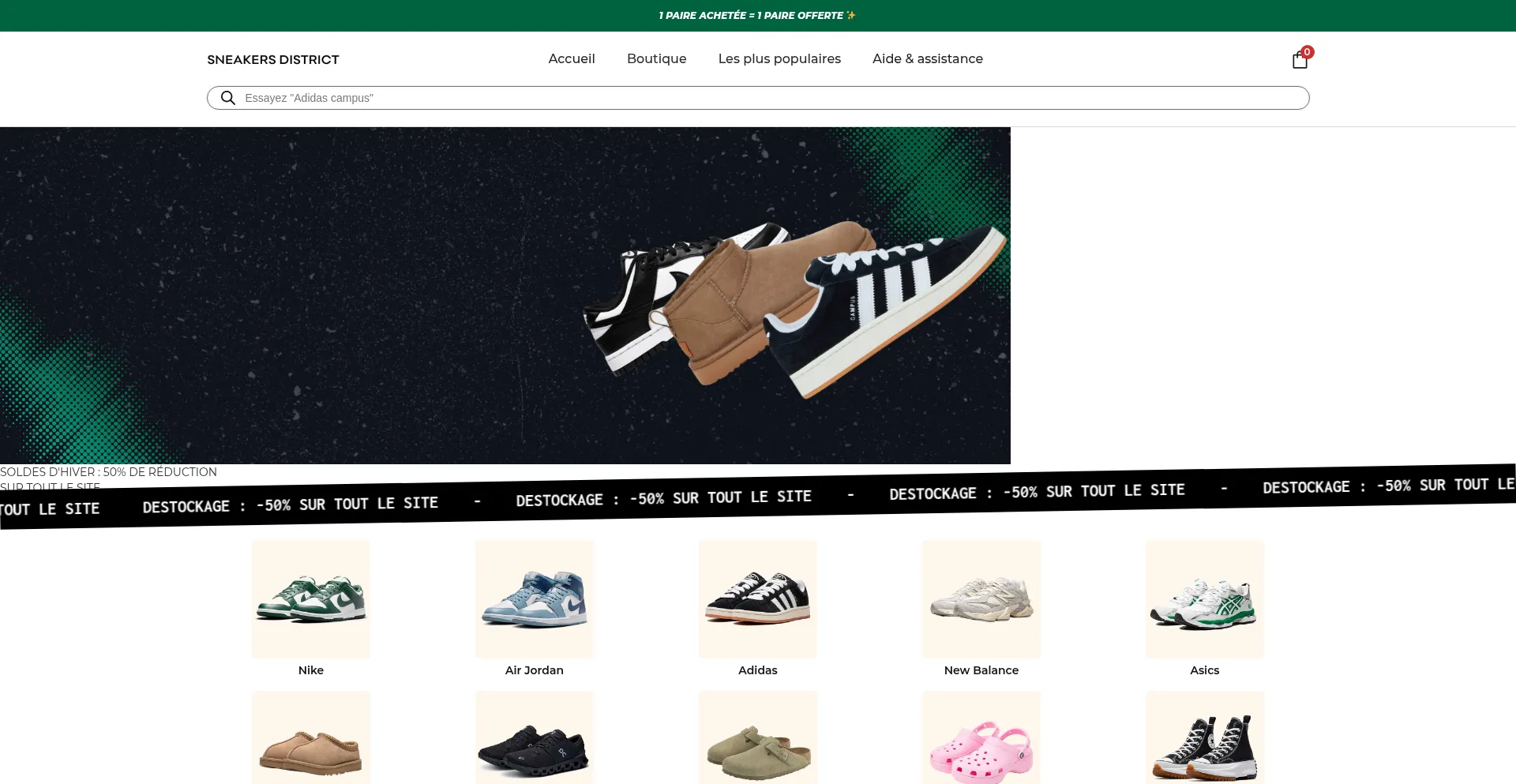 Website screenshot of Sneakersdistrict.co