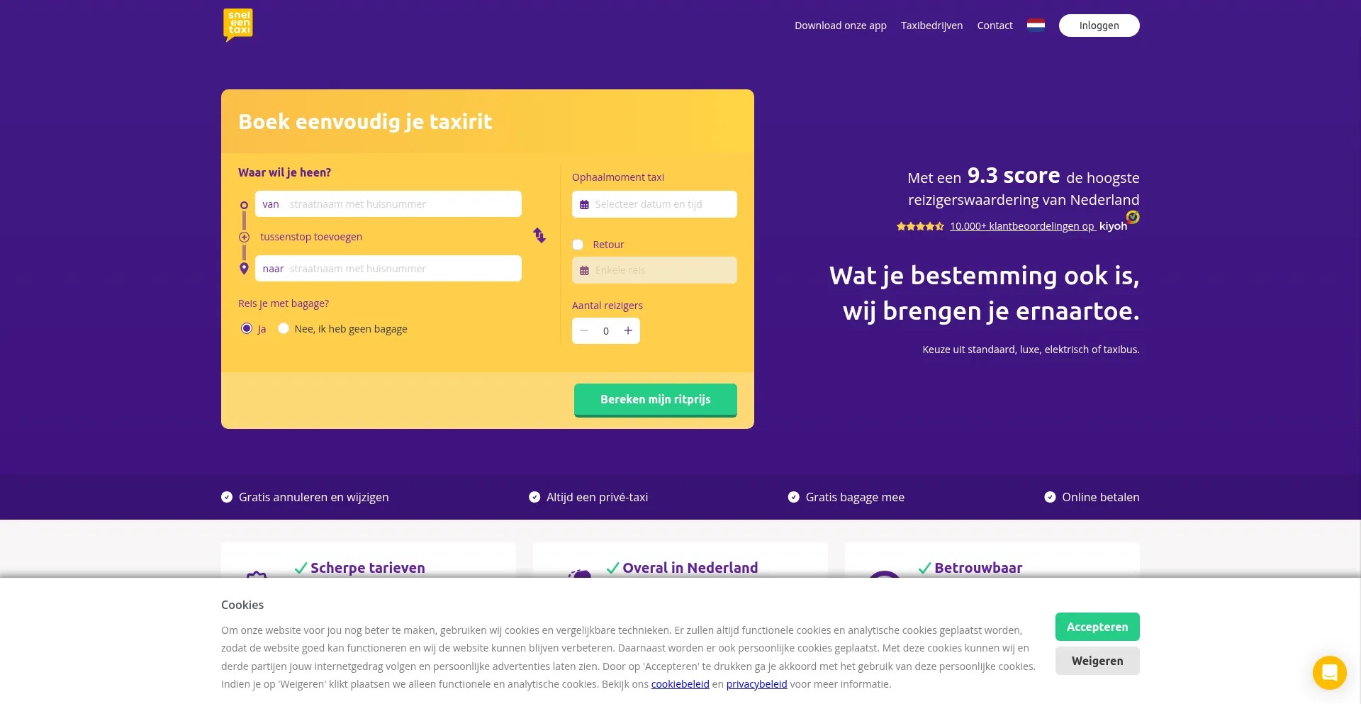 Sneleentaxi.nl Screenshot