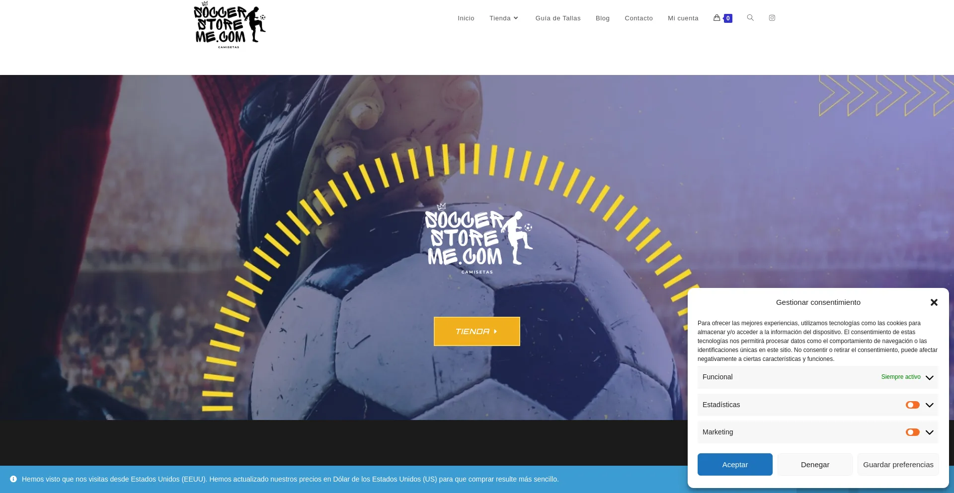 Website screenshot of Soccerstoreme.com
