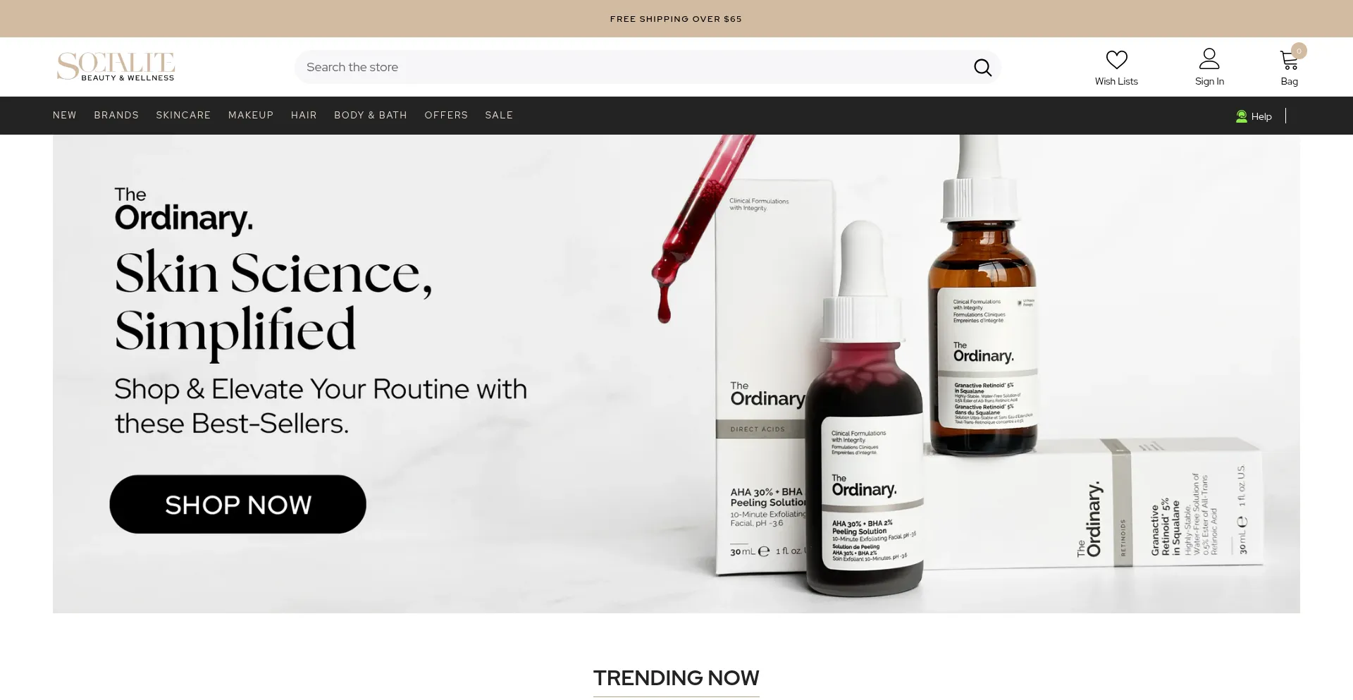 Website screenshot of Socialitebeauty.com