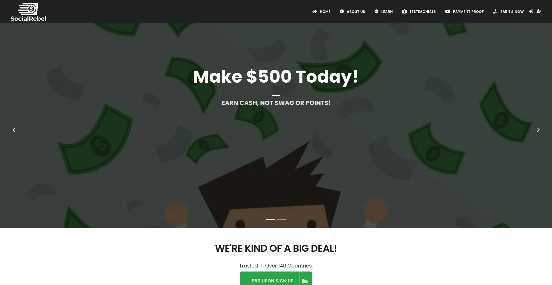 Website screenshot of Socialrebel.co