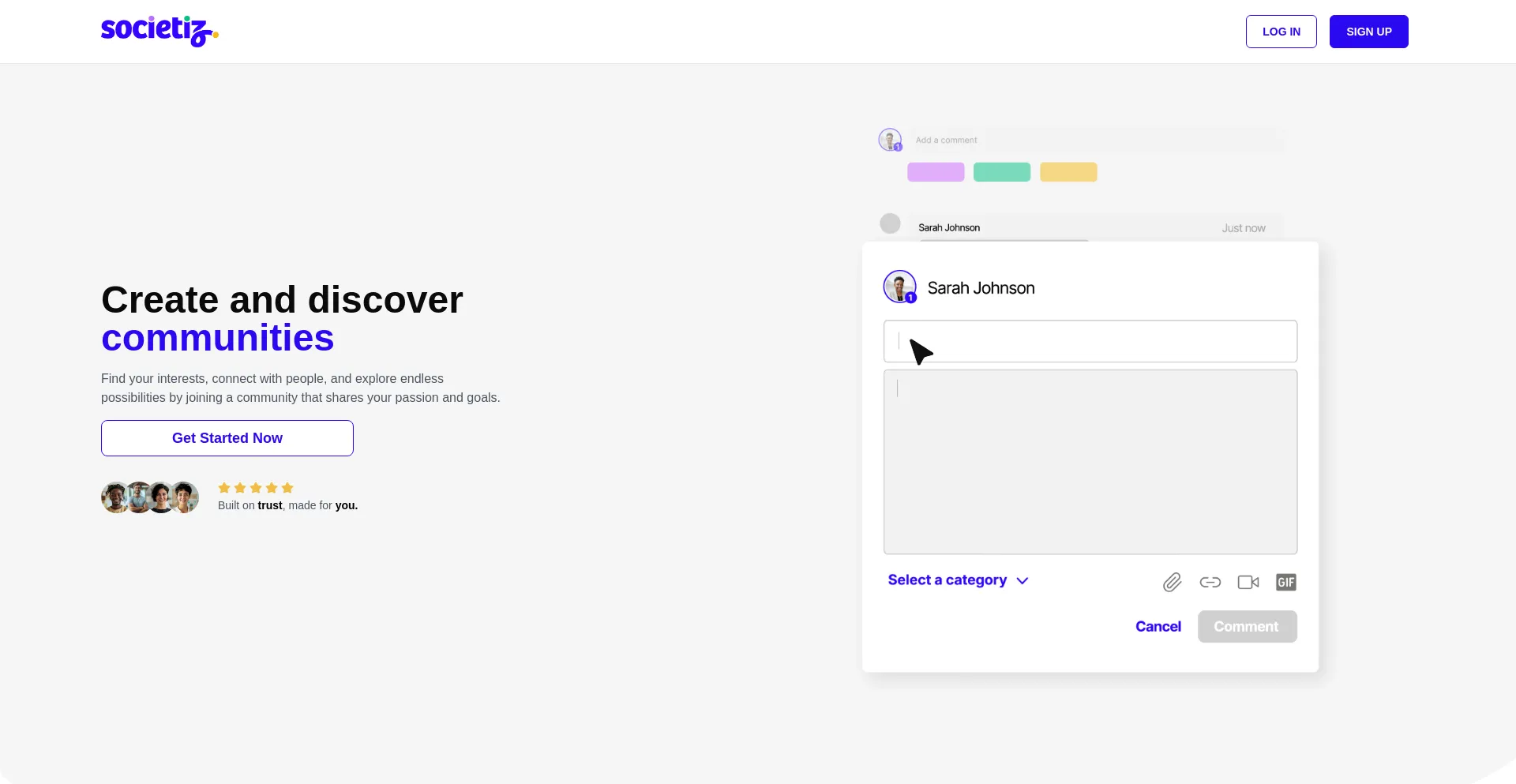 Website screenshot of Societiz.com