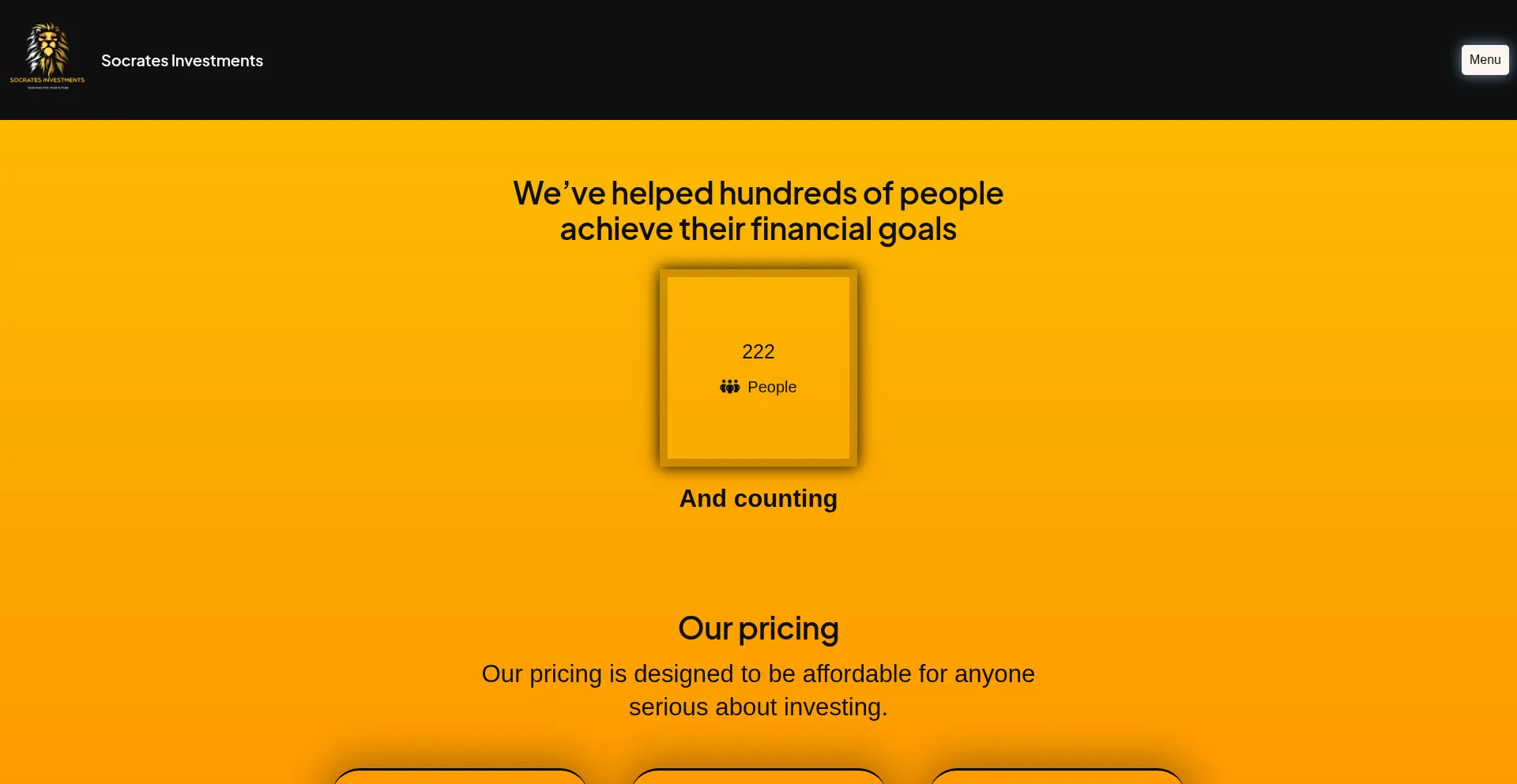 Website screenshot of Socratesinvestments.com