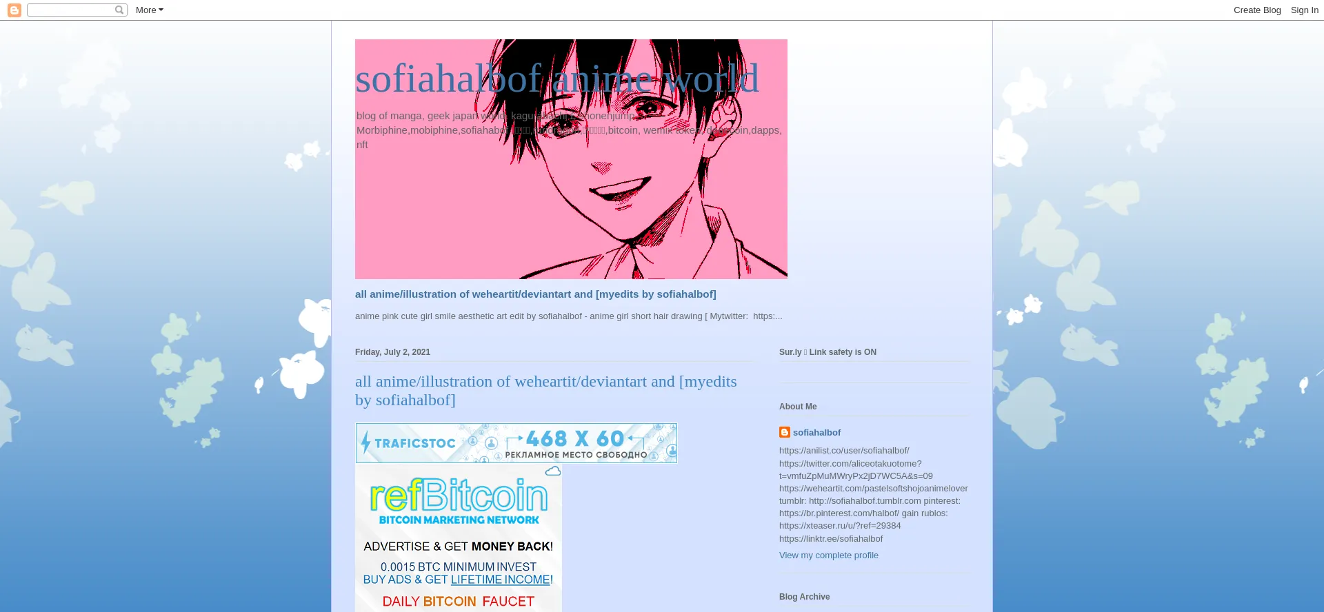 Website screenshot of Sofiahalbofanimeworld.blogspot.com.co