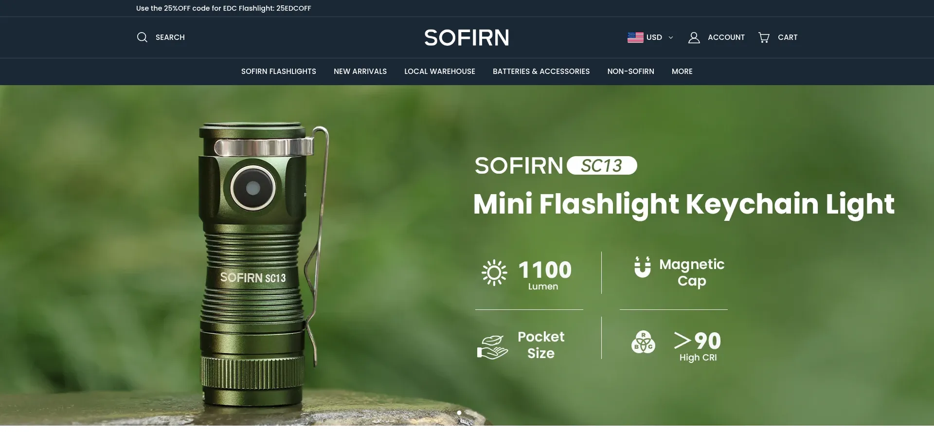 Website screenshot of Sofirnlight.com