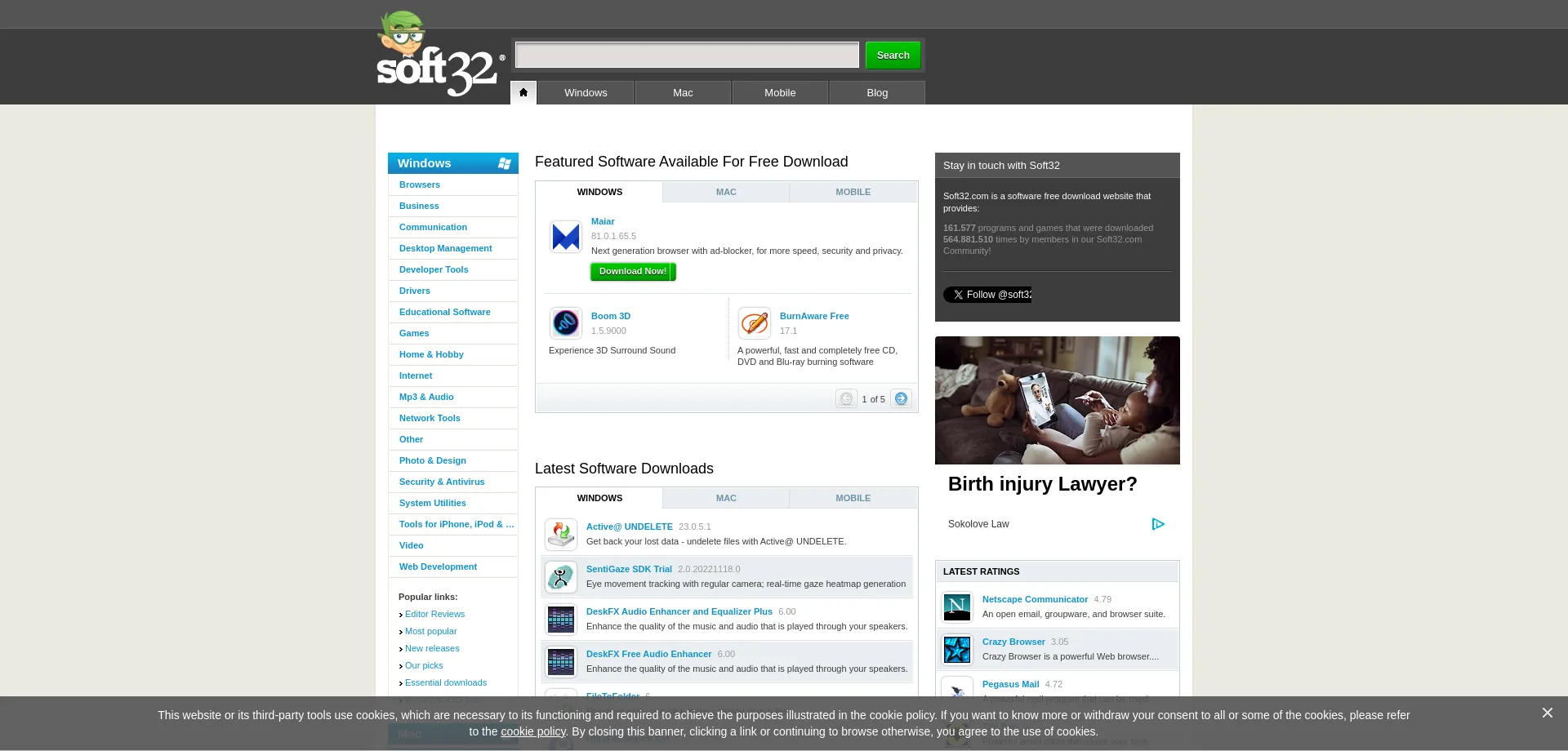 Website screenshot of Soft32.com