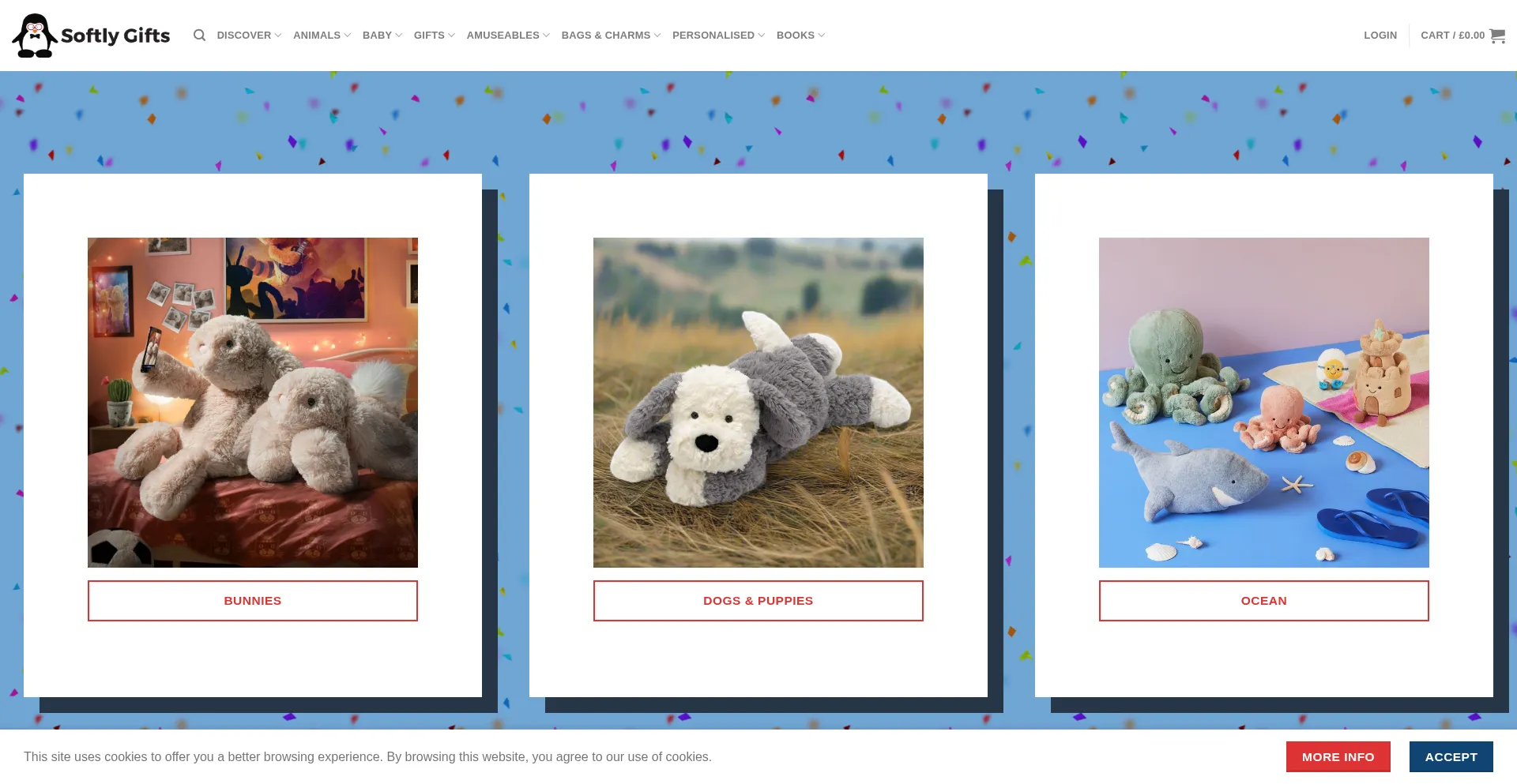 Website screenshot of Softlygifts.com