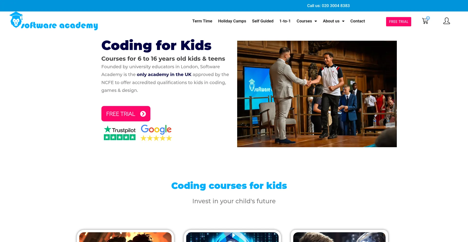Website screenshot of Softwareacademy.co.uk