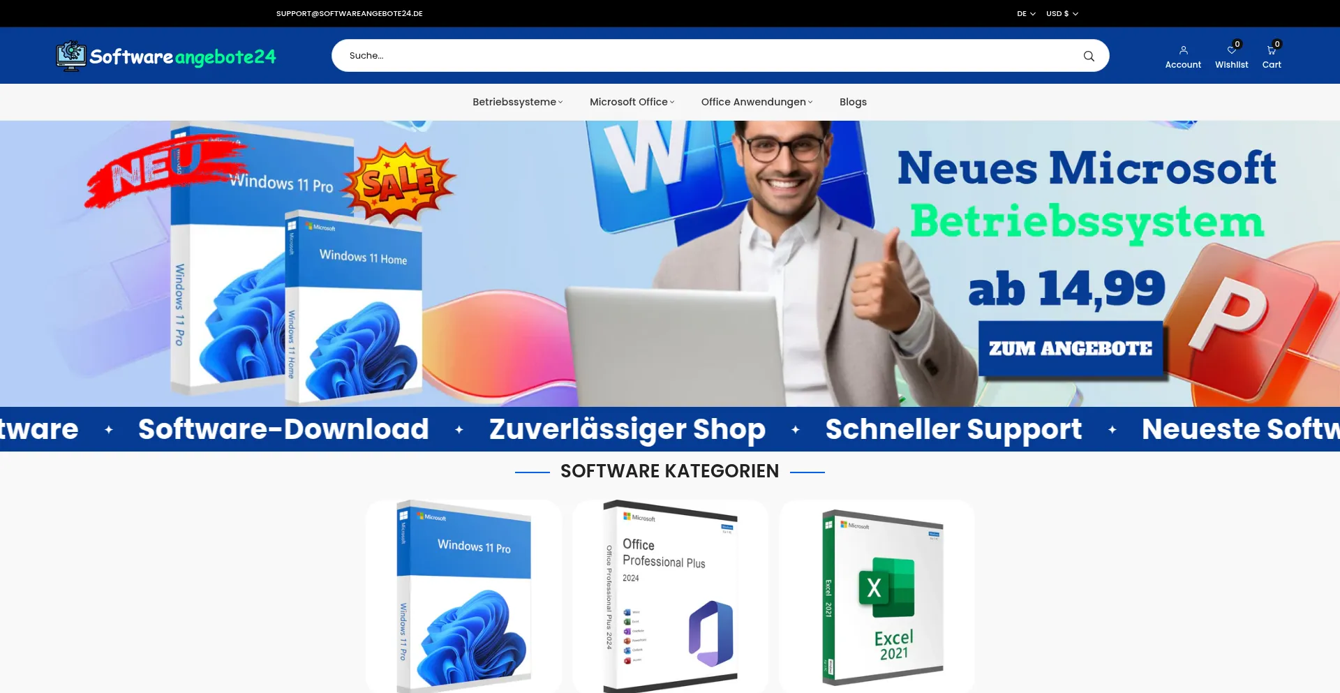 Website screenshot of Softwareangebote24.de