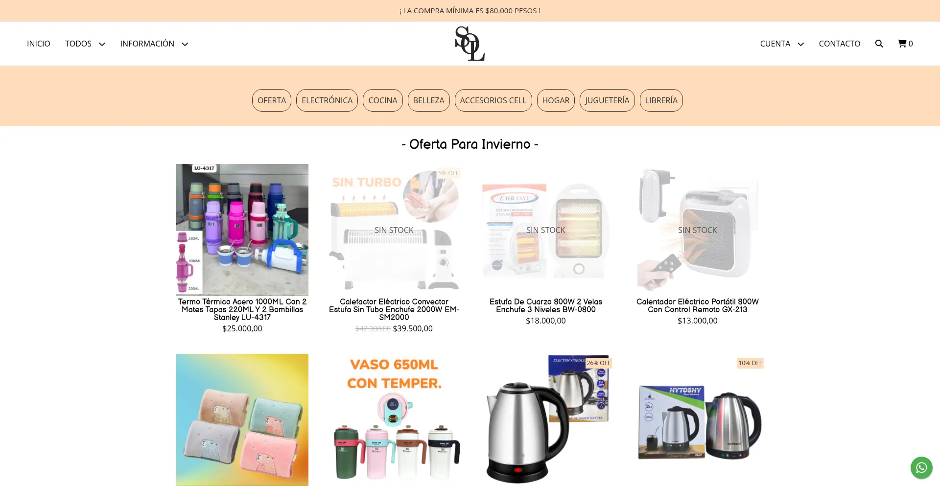 Website screenshot of Solmarket.com.ar
