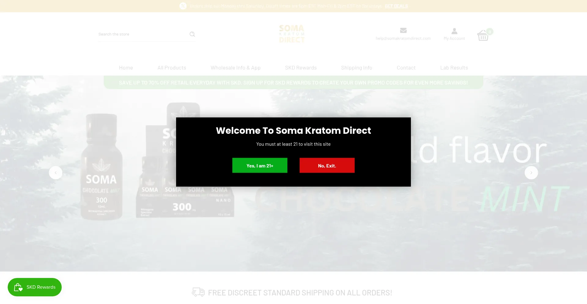 Website screenshot of Somakratomdirect.com