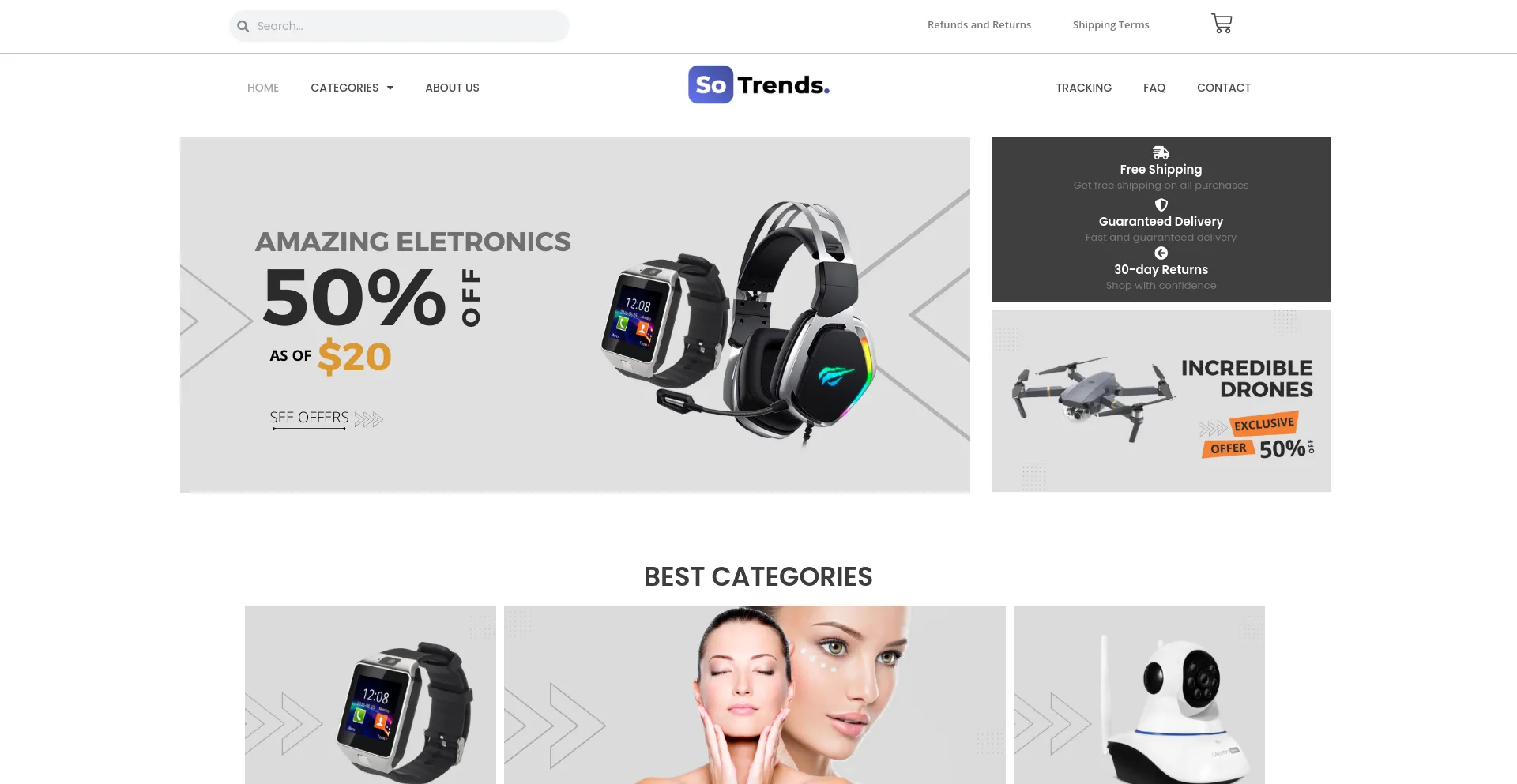 Website screenshot of Sotrends.com