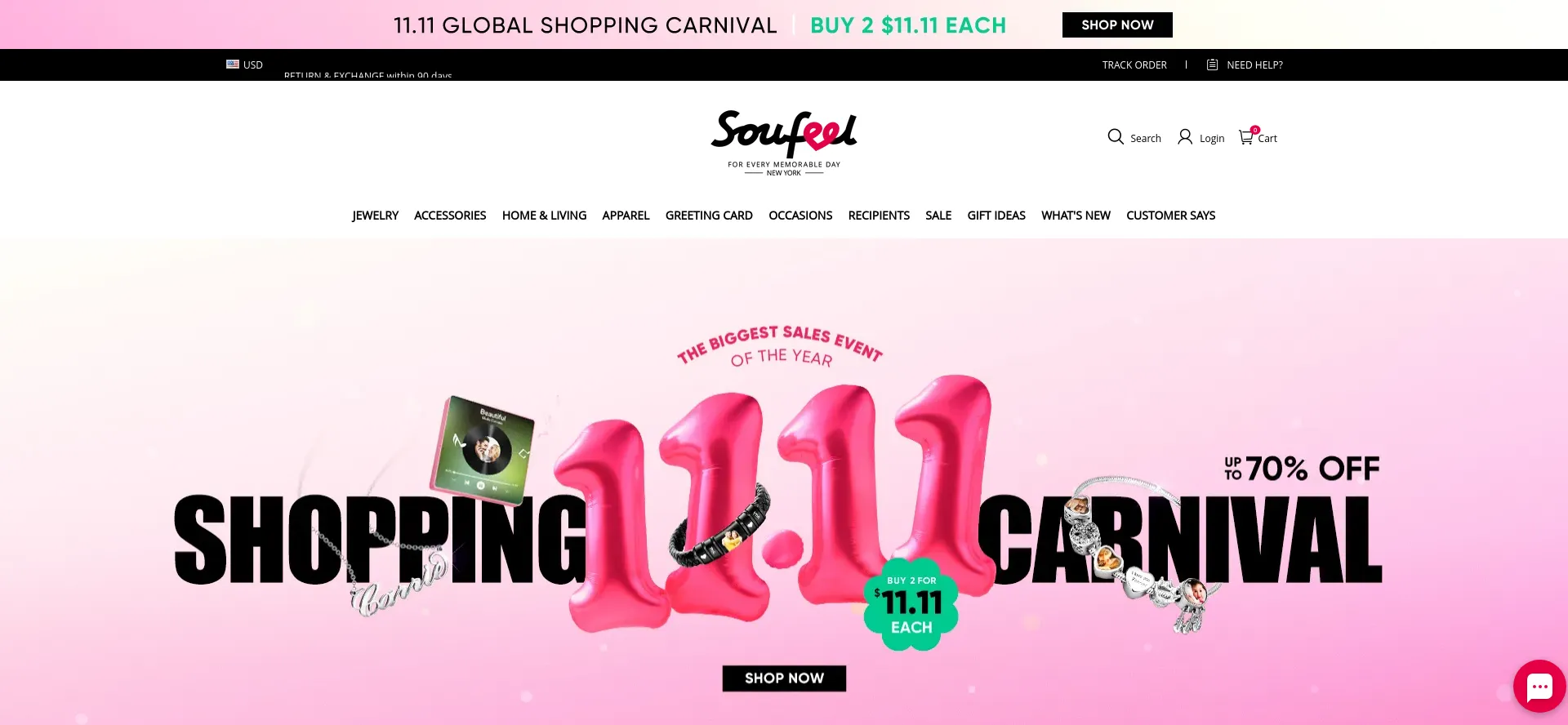 Website screenshot of Soufeel.com