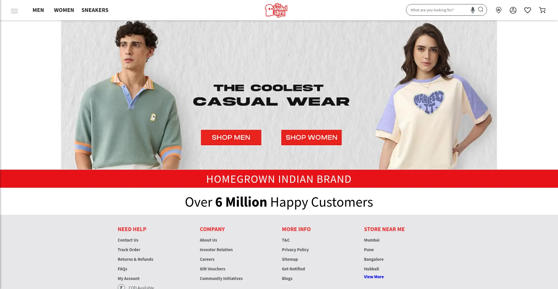 Website screenshot of Souledstore.com