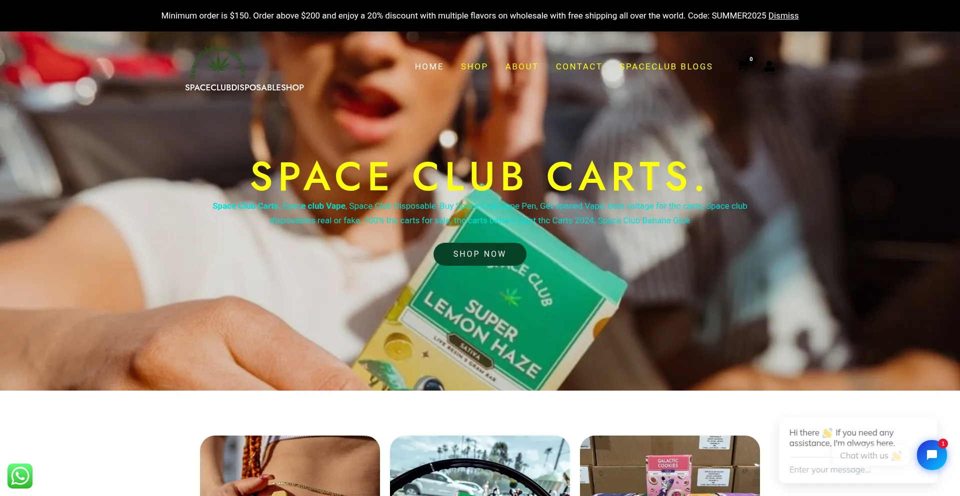 Website screenshot of Spaceclubdisposableshop.com