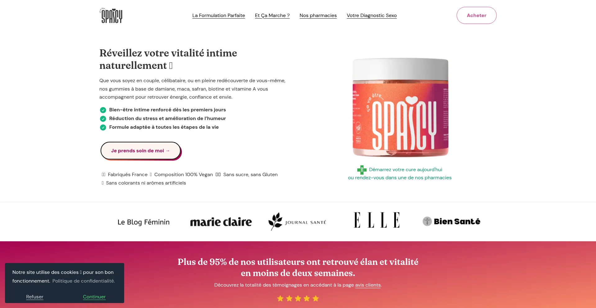 Website screenshot of Spaicy-gummies.fr