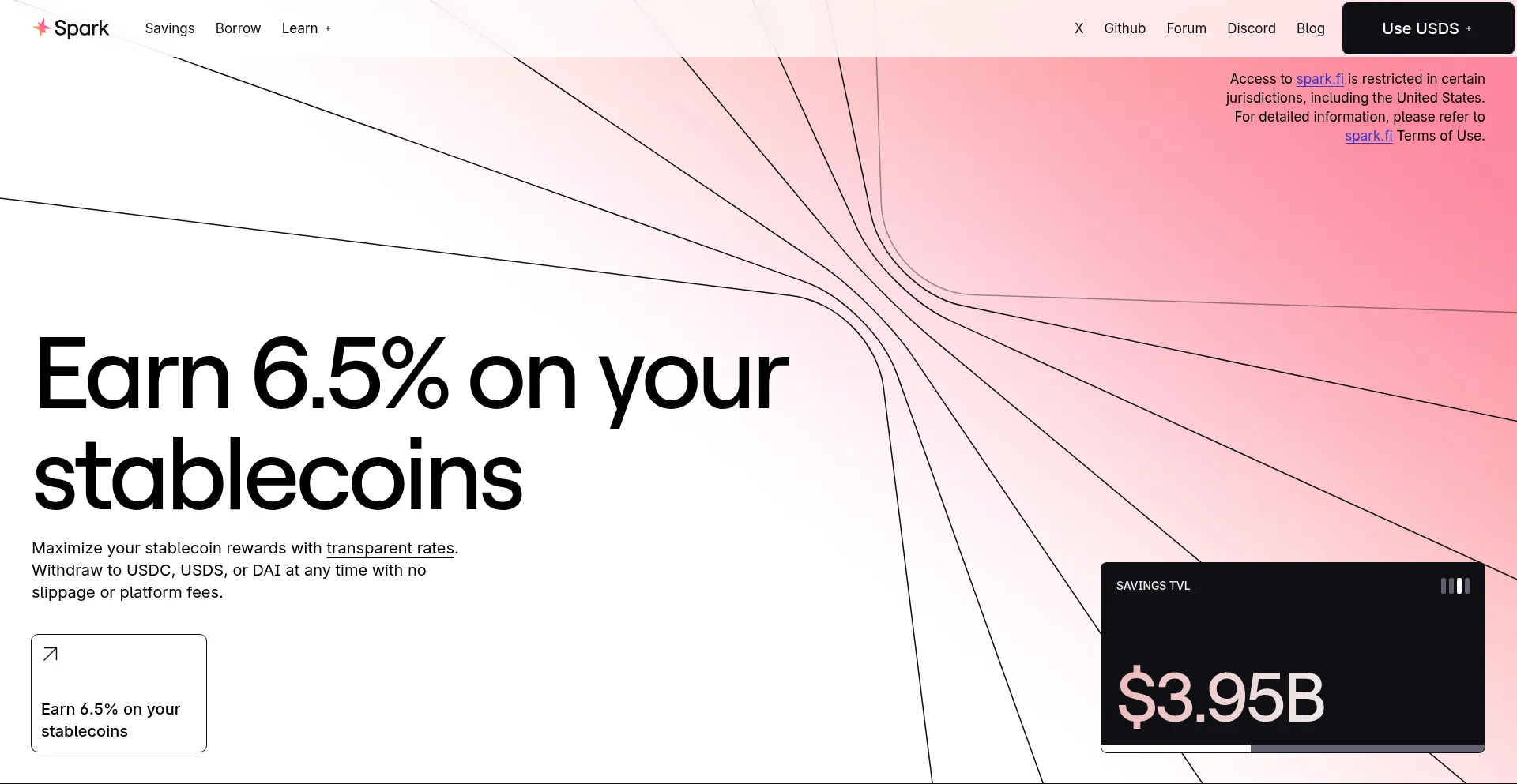 Website screenshot of Spark.fi