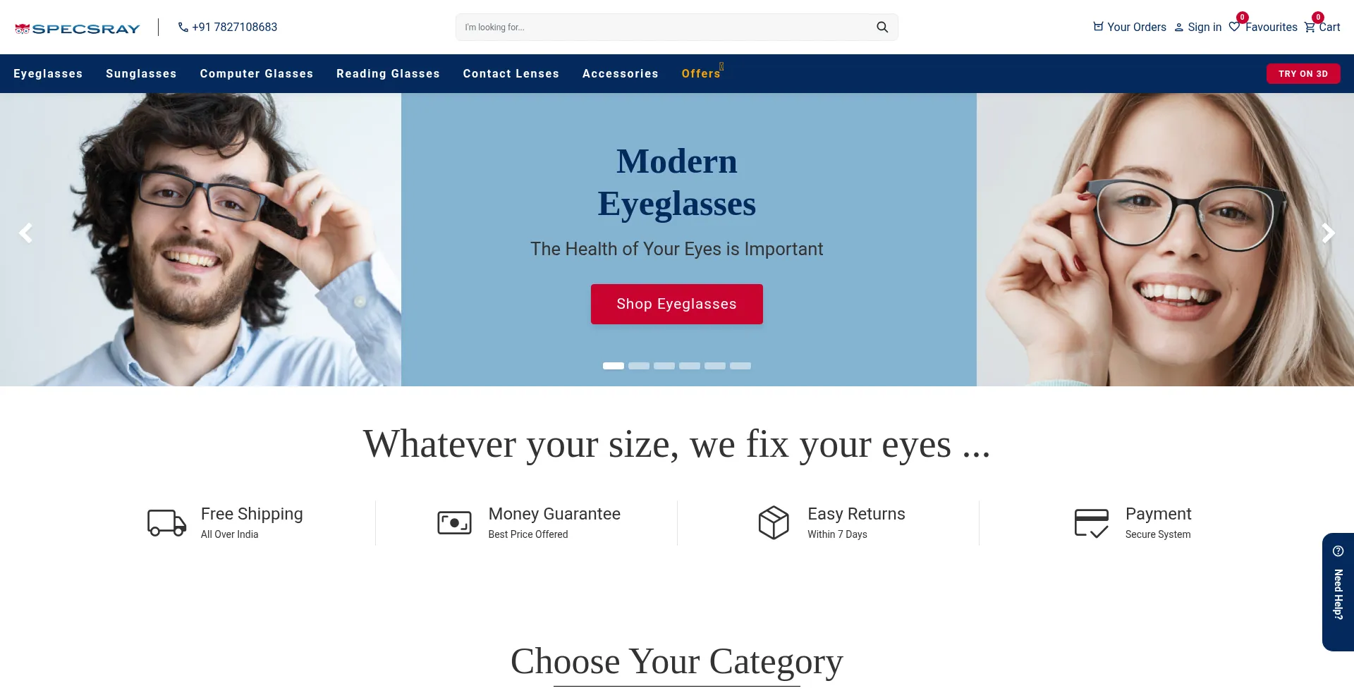 Website screenshot of Specsray.com