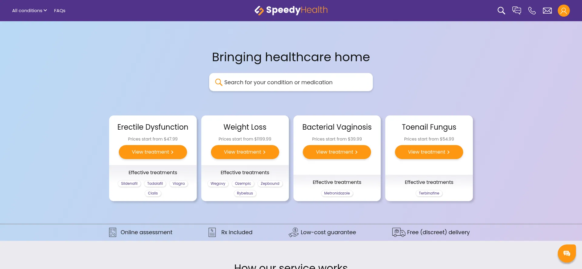 Website screenshot of Speedyhealth.com