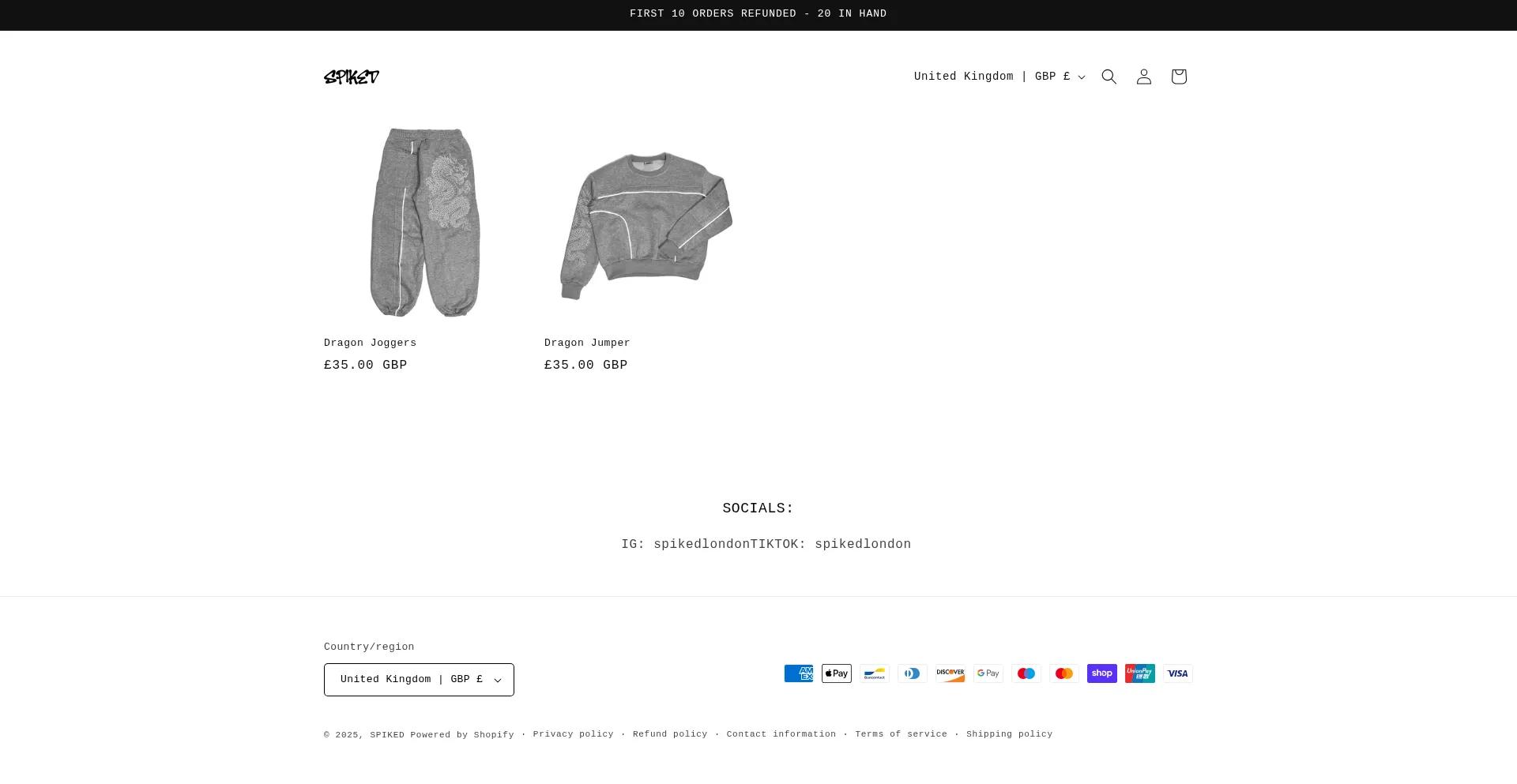 Website screenshot of Spiked-london.com