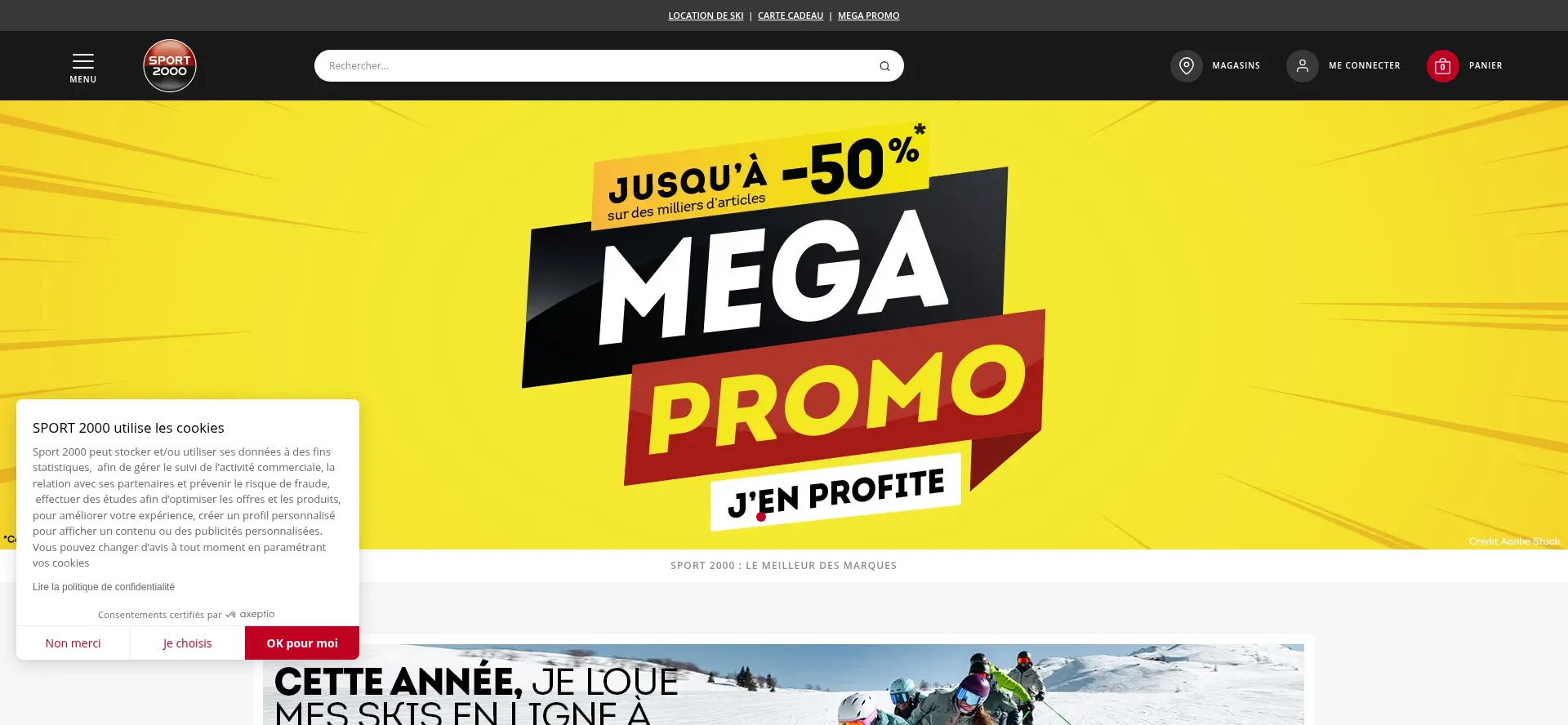 Website screenshot of Sport2000.fr