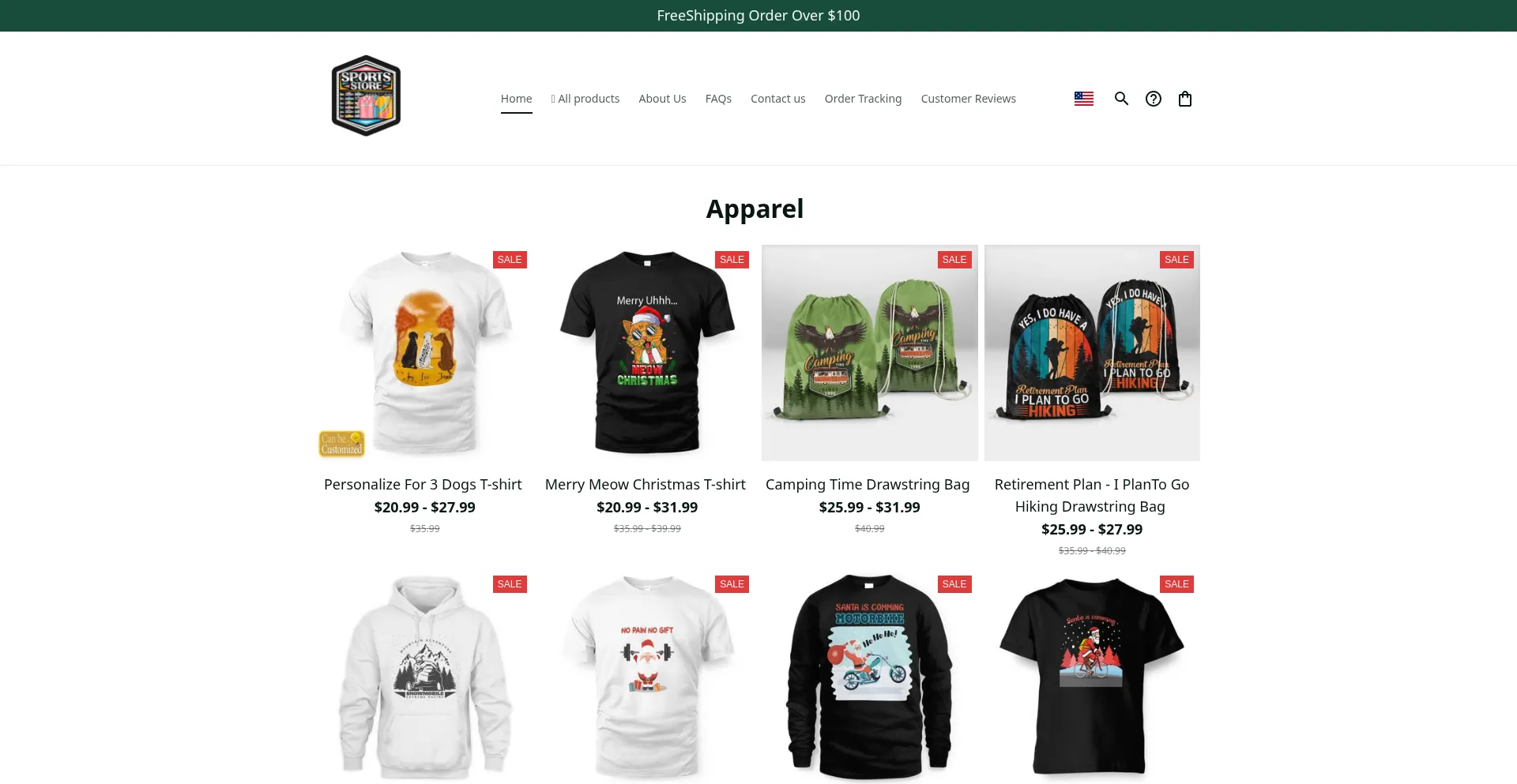 Website screenshot of Sports-fashionstore.com