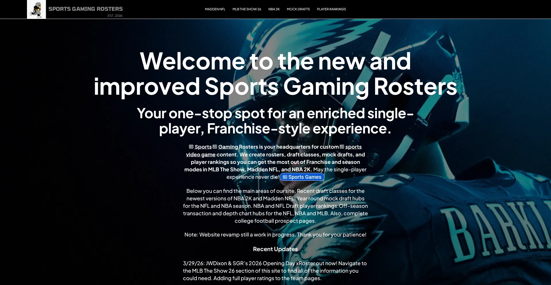 Sportsgamingrosters.com