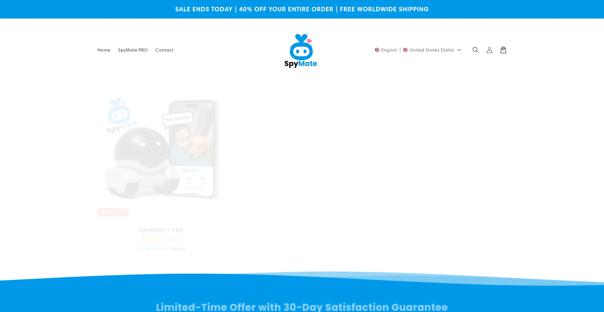 Website screenshot of Spymate.shop