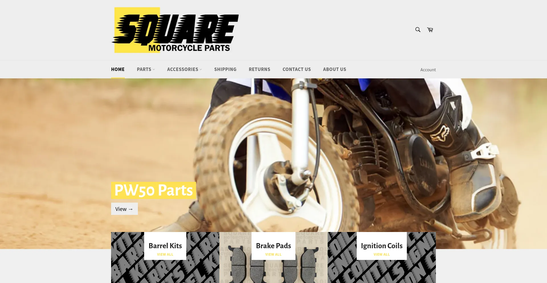 Website screenshot of Squaremotorcycleparts.co.uk