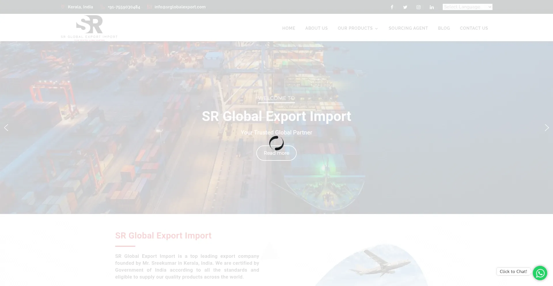 Srglobalexport.com Screenshot