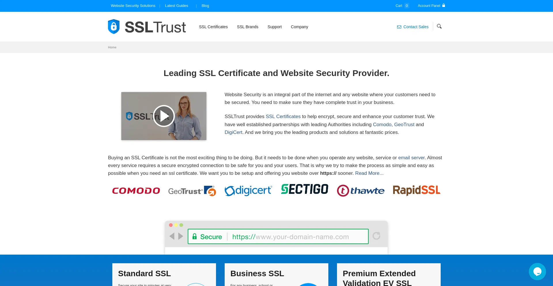 Website screenshot of Ssltrust.com