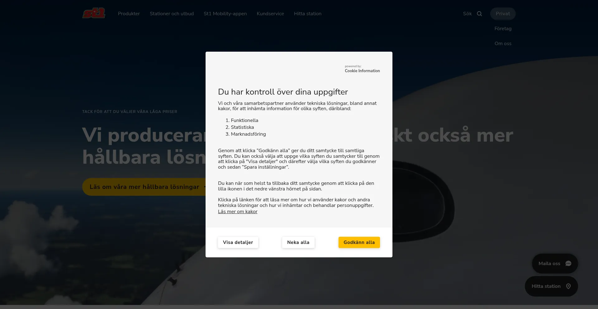 Website screenshot of St1.se