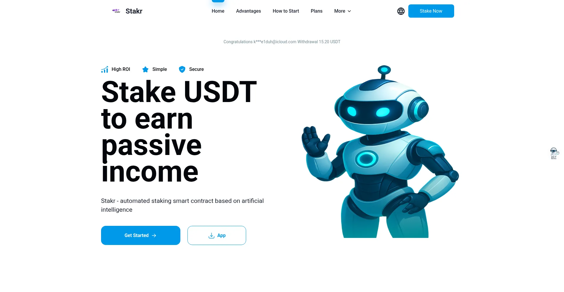 Website screenshot of Stakr-staking.com