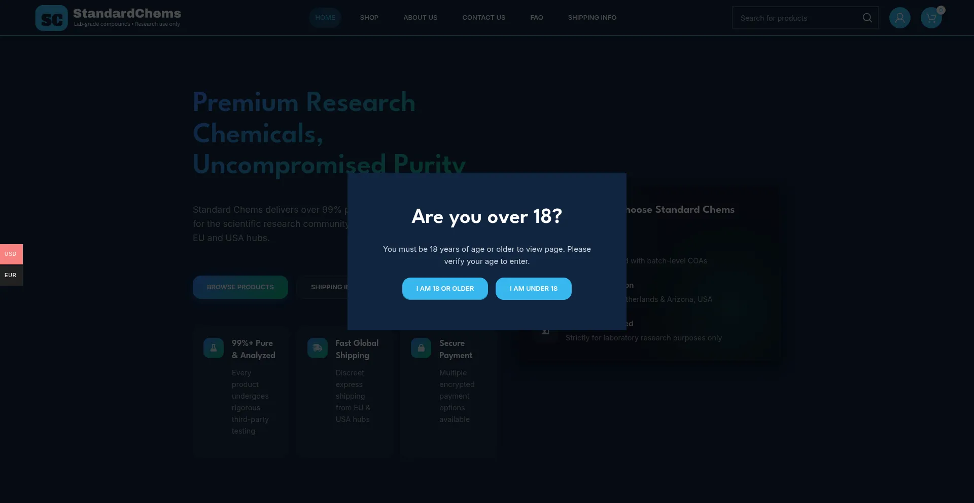 Standardchems.com Screenshot