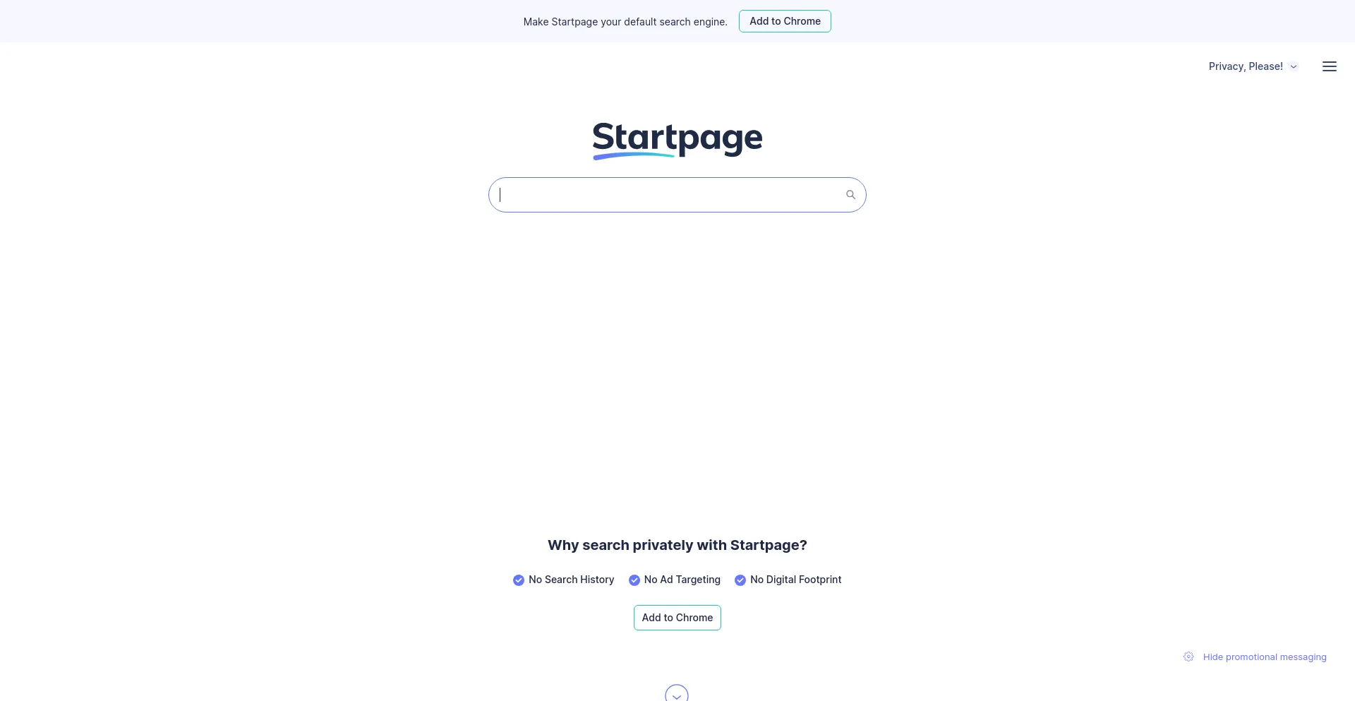 Website screenshot of Startpage.com