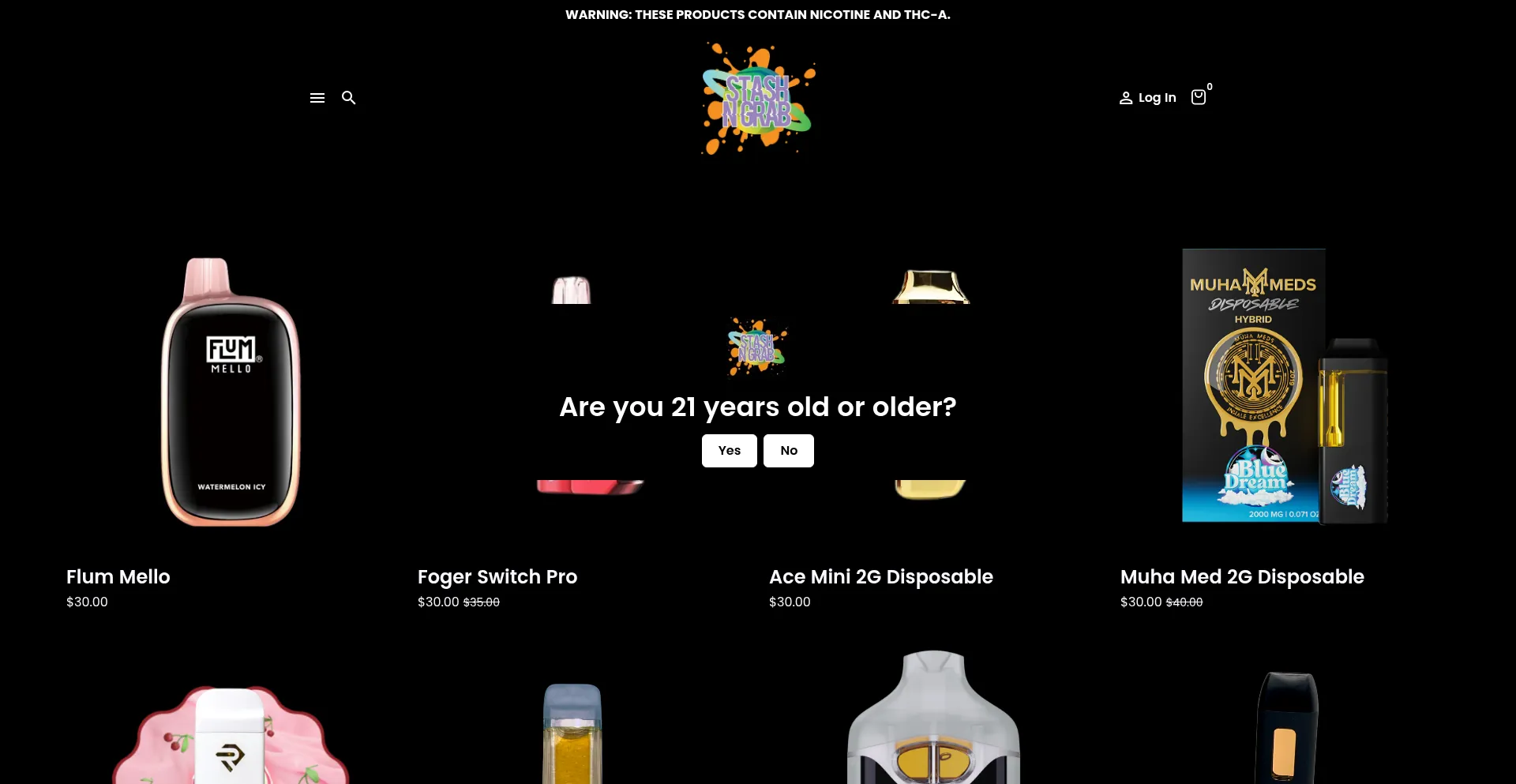 Website screenshot of Stashngrab.com